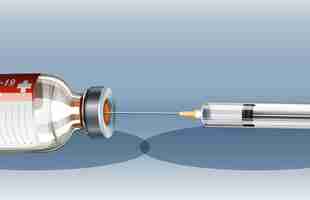 Free vector medical syringe with needle for covid-19 or coronavirus poster or banner