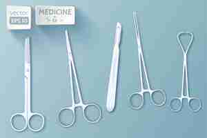 Free vector medical tools set of forceps scalpel scissors clamp