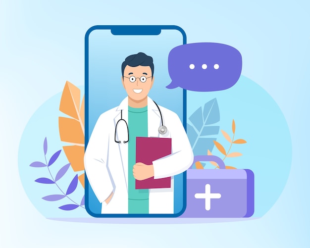 Medical video call consultation illustration