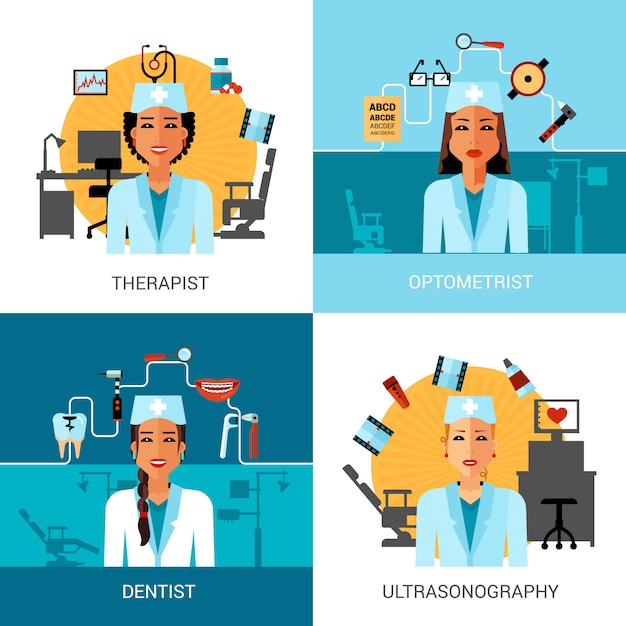 Free vector medical workers concept set