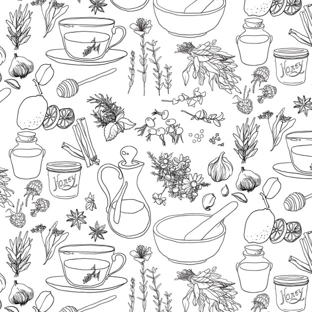 Free vector medicinal herbs pattern