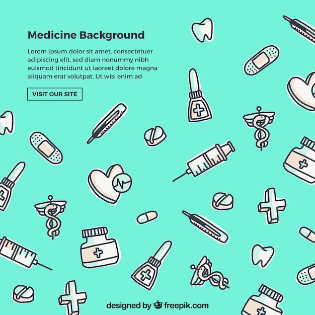 Free vector medicine background in hand drawn style