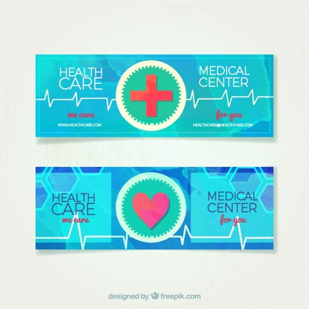 Free vector medicine banners in watercolor effect