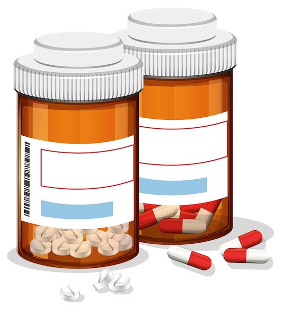 Free vector medicine bottles in cartoon style