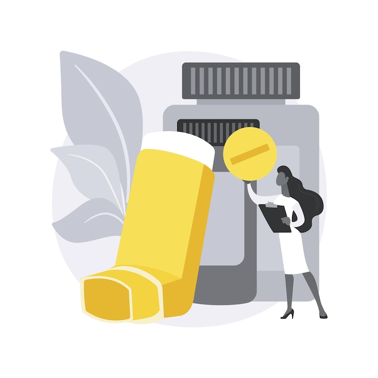 Free Vector medicine for bronchial asthma abstract concept illustration.
