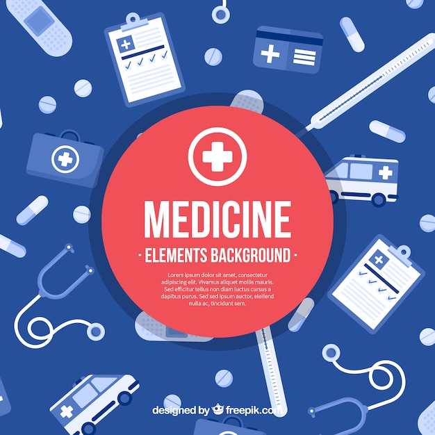 Free vector medicine elements background in flat style