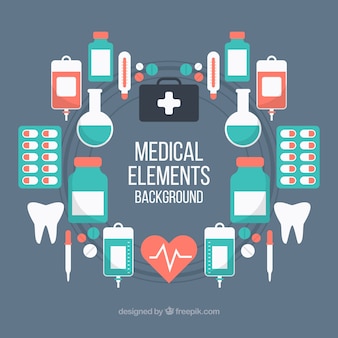 Medicine elements background in flat style