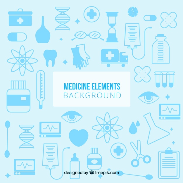 Free vector medicine elements background in flat style