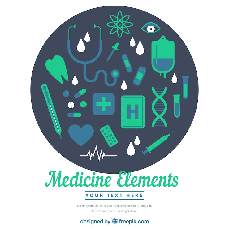 Free Vector medicine elements background in flat style