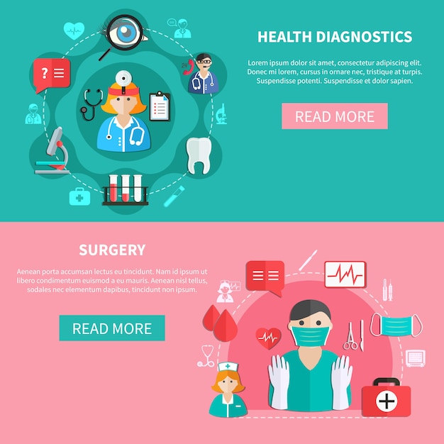 Медицина горизонтальные плоские баннеры