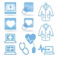 Free vector medicine icons in color blue