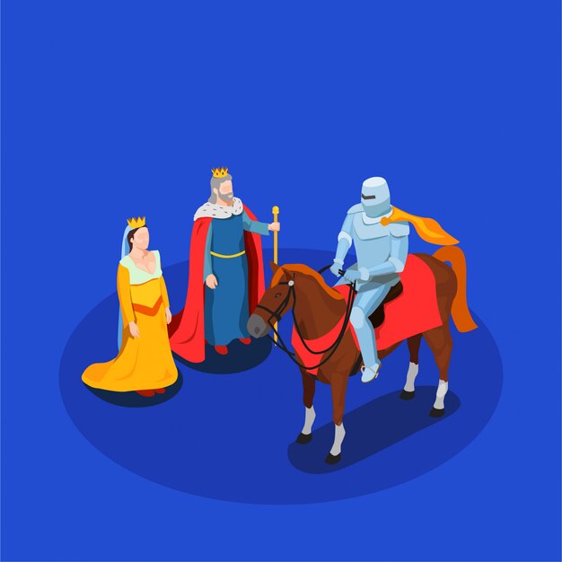 Medieval chivalry isometric composition