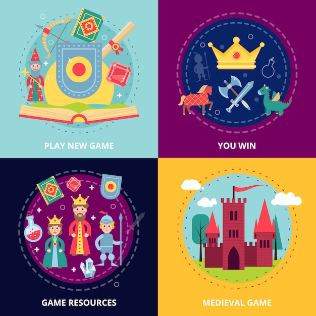 Free vector medieval game set