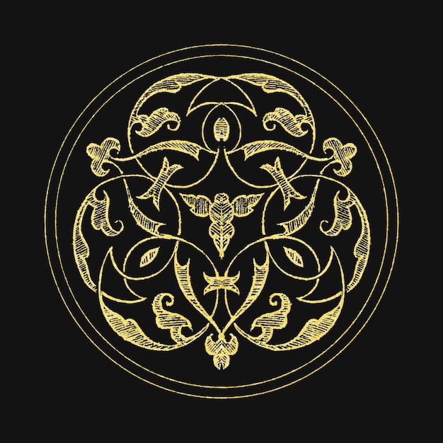 中世の金のエンブレムベクトルバッジシンボル