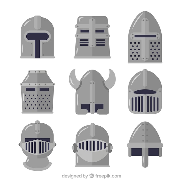 Средневековые шлемы с плоским дизайном