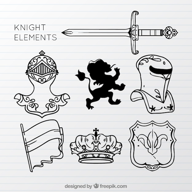 Free vector medieval pack with hand drawn style