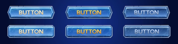Free Vector medieval ui game scratched button silver frame