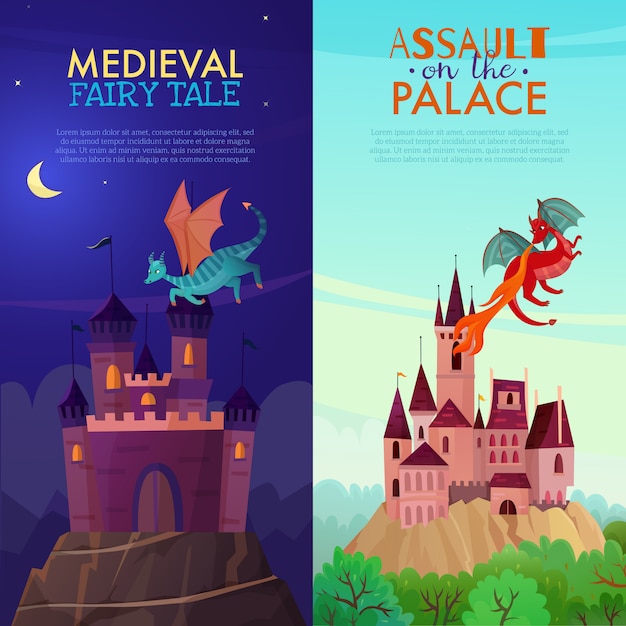 Free vector medieval vertical banners set