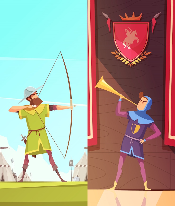 Free Vector medieval vertical cartoon banners set