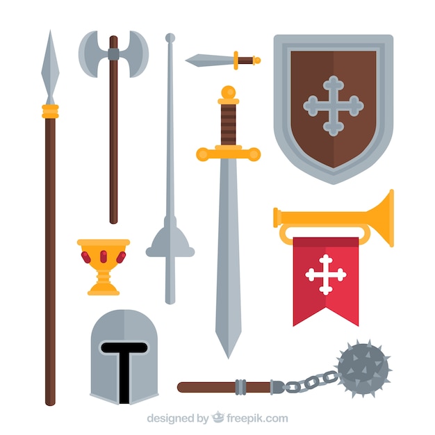 無料ベクター 中世の戦士の要素