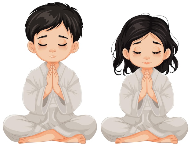 Ragazzo e ragazza in meditazione