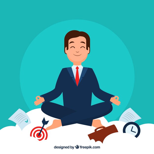 Meditating concept with businessman