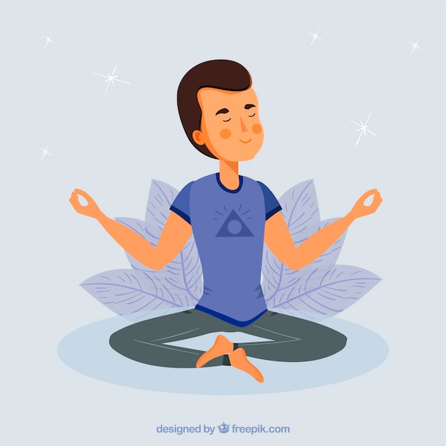 Free vector meditating concept with flat design