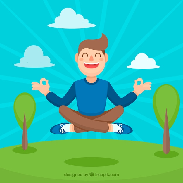 Meditating concept with flat design