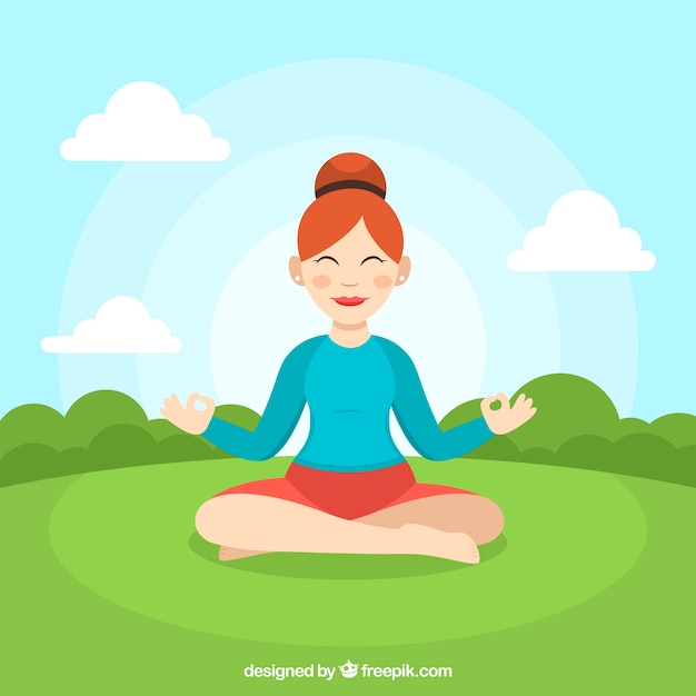 Free vector meditating concept with flat design