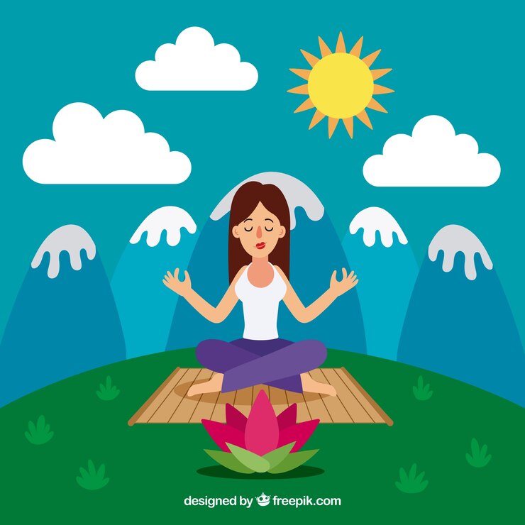 मुफ़्त वेक्टर meditating concept with flat design