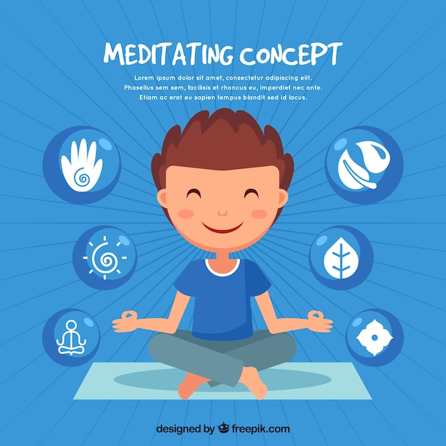 Free vector meditating concept with hand drawn man