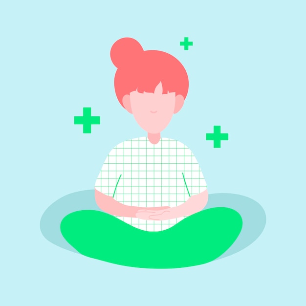 Free vector meditating woman during self quarantine character vector