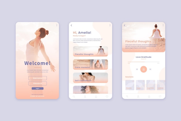 Meditation app interface concept