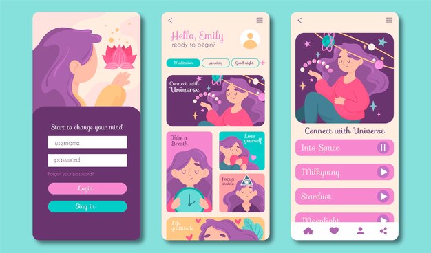 Free Vector | Meditation app template