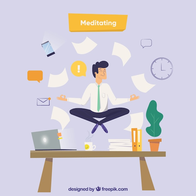 Free vector meditation concept with businessman