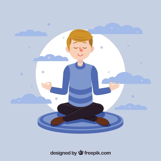 Meditation concept with flat character