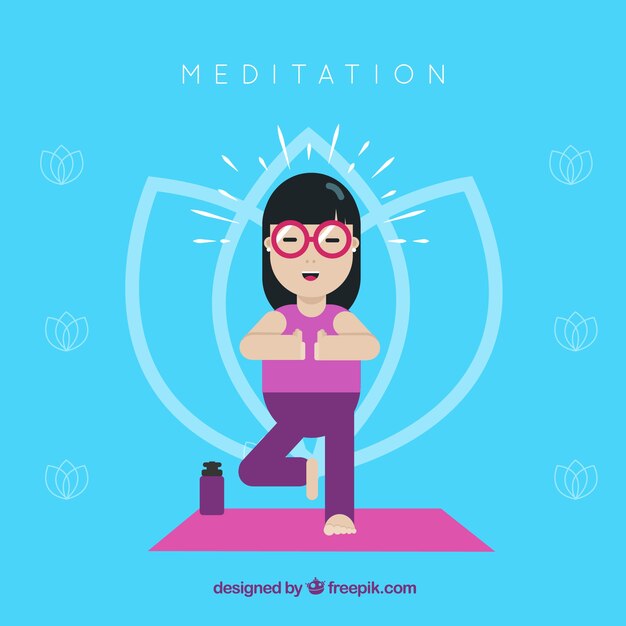 Meditation concept with flat character