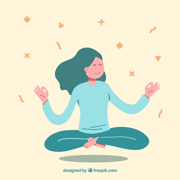 Meditation concept with hand drawn character