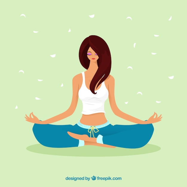 Free vector meditation concept with sporty woman