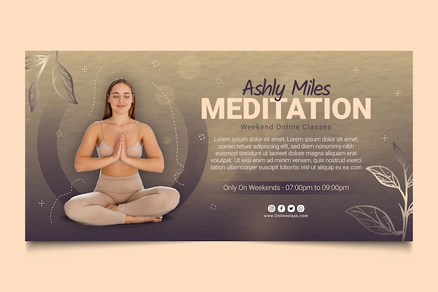 Modello di banner di meditazione e consapevolezza