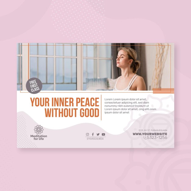 Free vector meditation & mindfulness banner