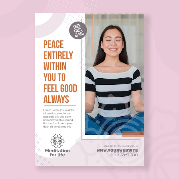 Free vector meditation & mindfulness flyer vertical