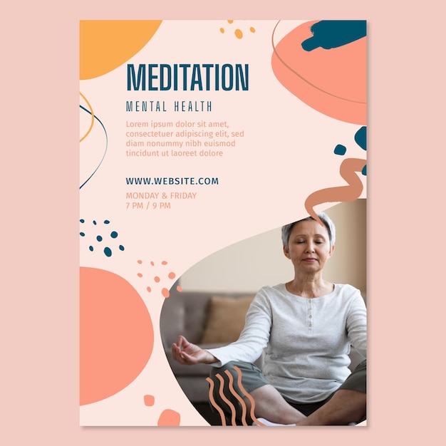 Free vector meditation and mindfulness flyer vertical