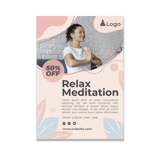 Free vector meditation and mindfulness flyer vertical