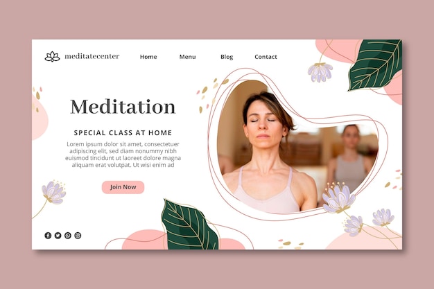 Meditation and mindfulness landing page  template