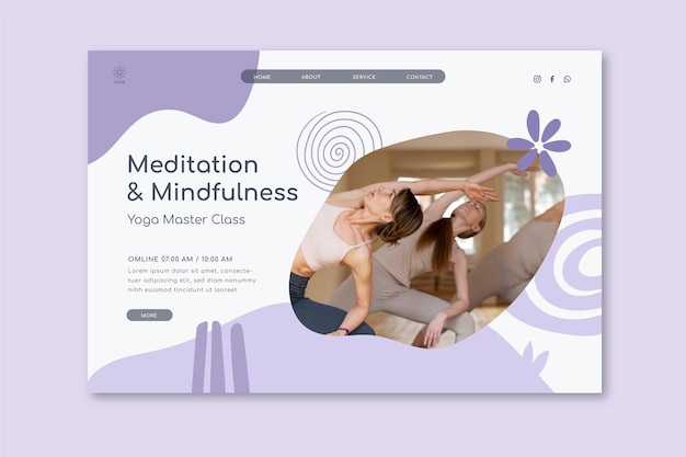 Free vector meditation and mindfulness landing page template