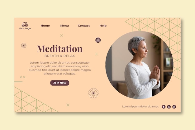 Free vector meditation and mindfulness landing page