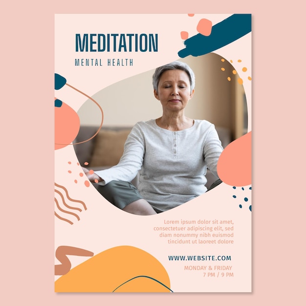 Free vector meditation and mindfulness poster template