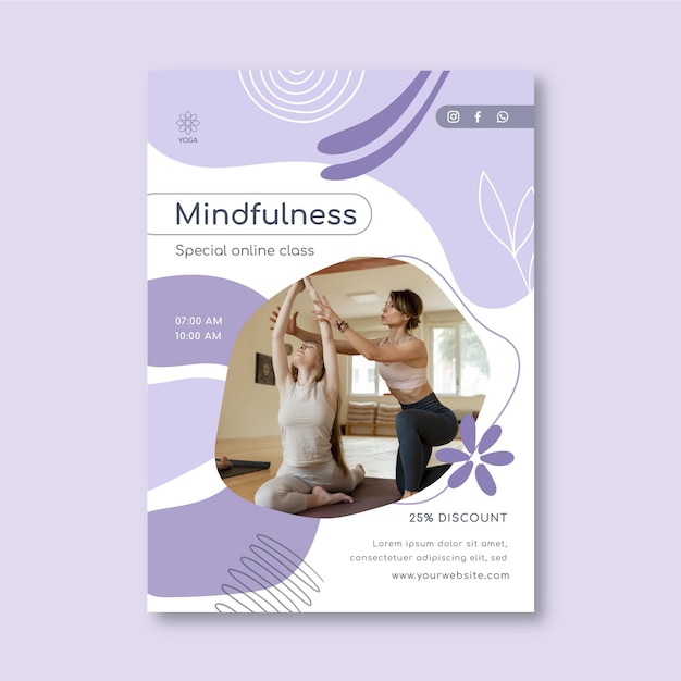 Free vector meditation and mindfulness poster template