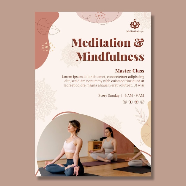 meditation and mindfulness poster template